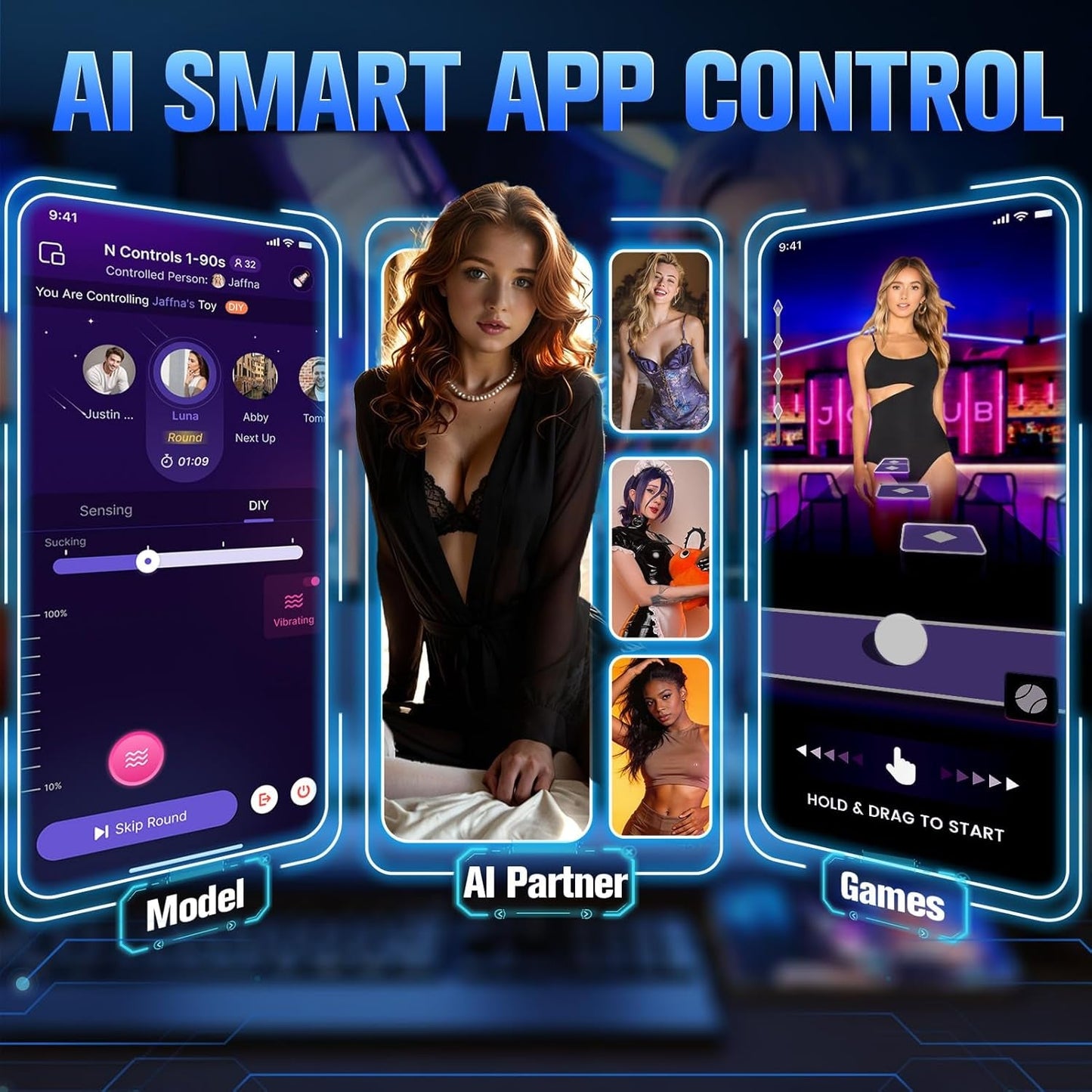 AIVibe AI APP Masturbador Masculino Calentamiento Succión 10 Modos