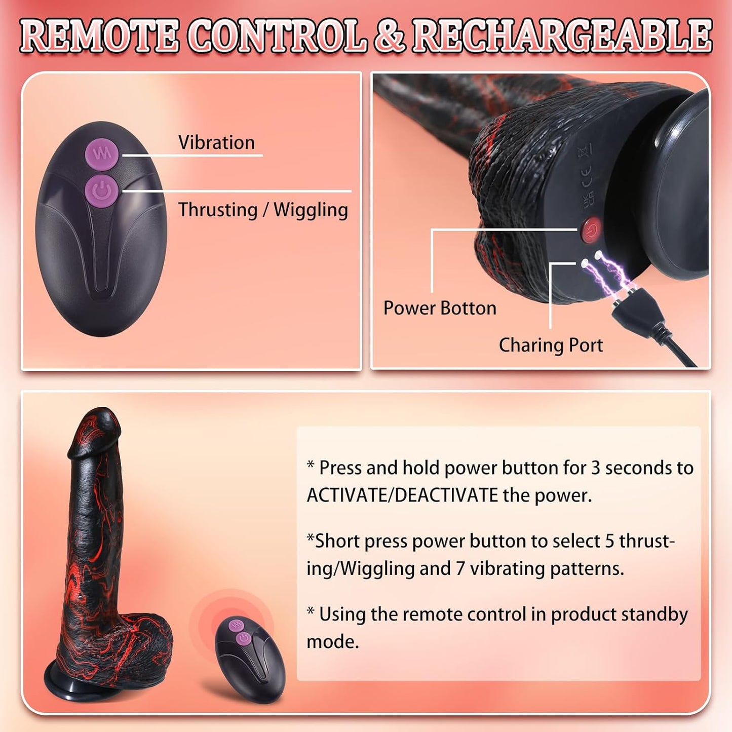 Vibrador Dildo Empujador Grueso de 10" DeepGlide