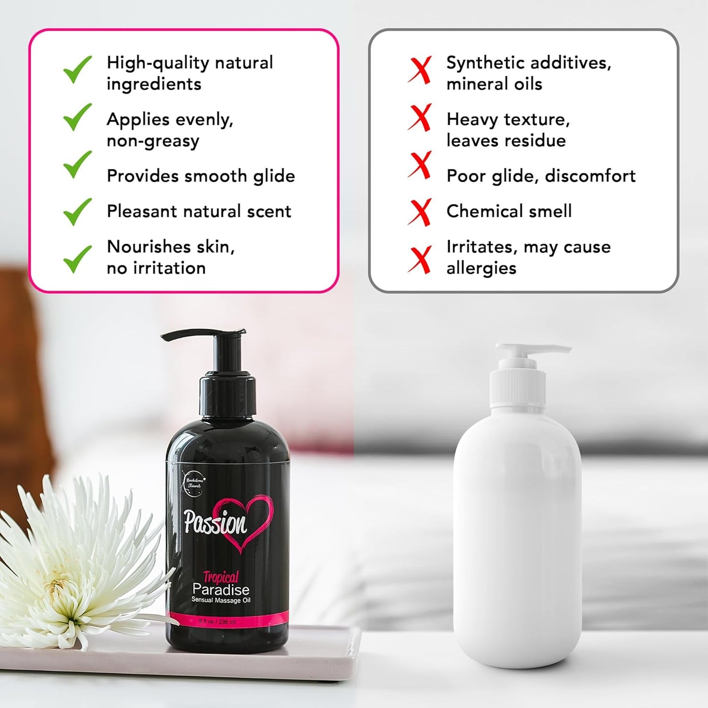 Aceite de masaje Natural Passion para parejas | Aromaterapia tropical, totalmente natural