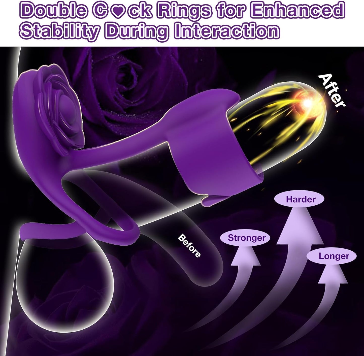 Anillo de pene vibratorio para parejas Pulse Rose Intimacy