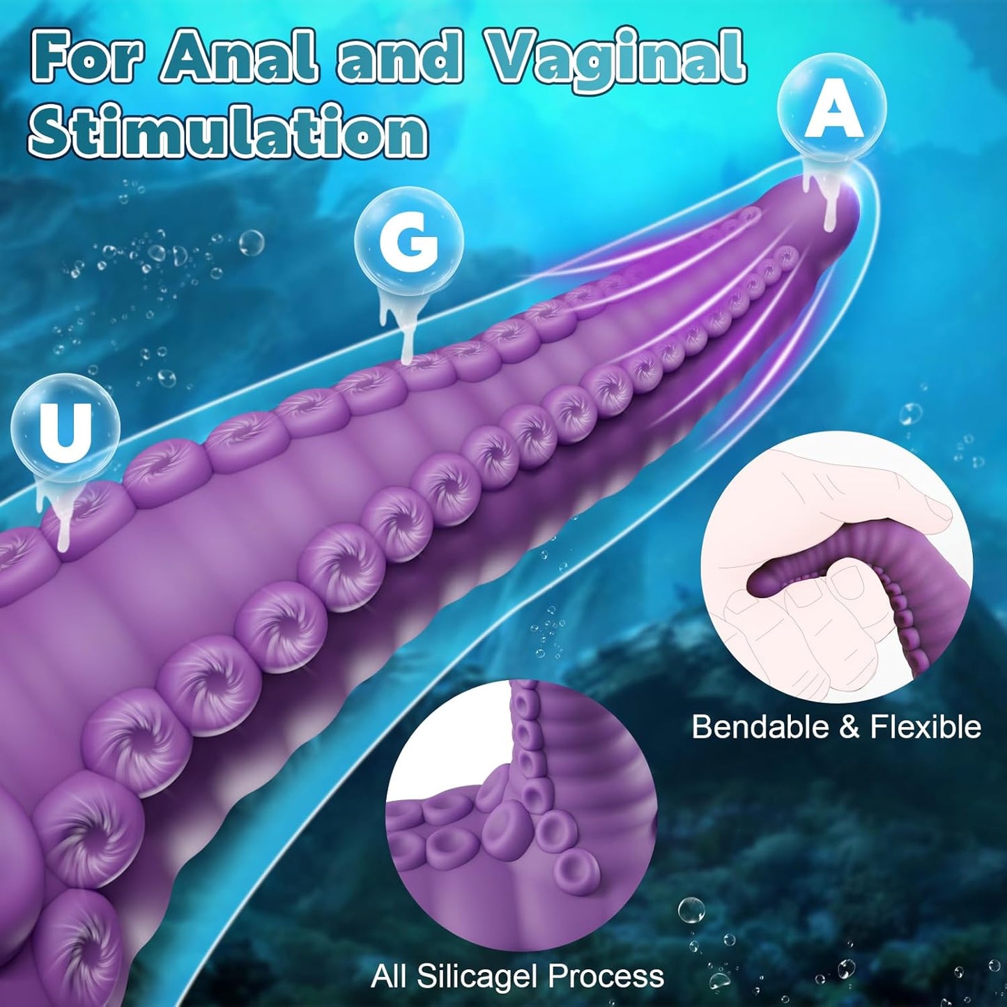 Dildo de tentáculos de monstruo de fantasía EuphorWave | Vibrador, Impermeable, Potente ventosa