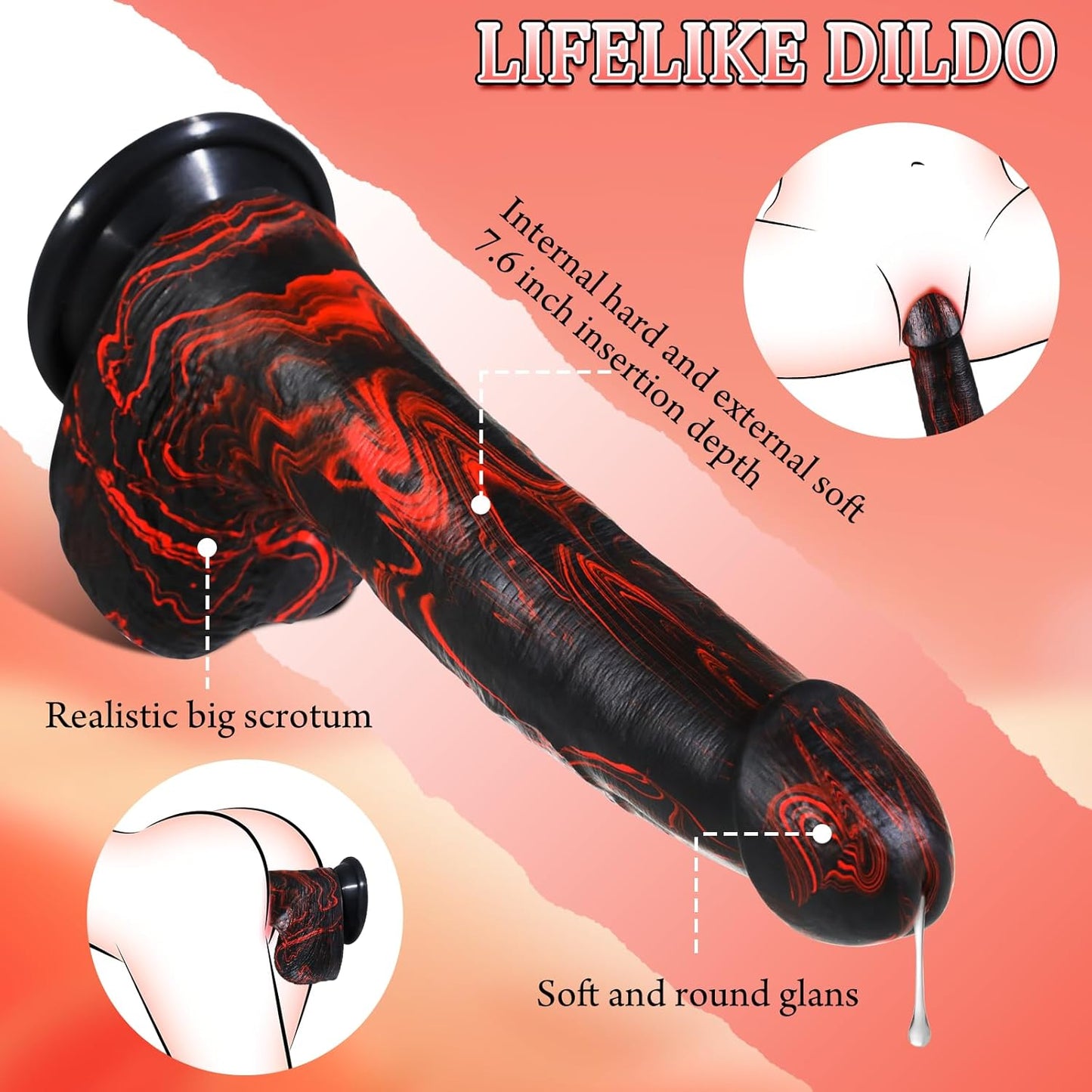 Vibrador Dildo Empujador Grueso de 10" DeepGlide