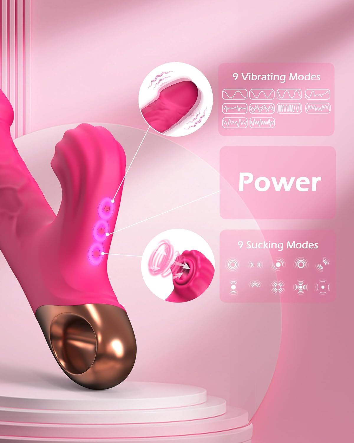 Vibrador PowerPoint Punto G con 9 Modos de Succión y Vibración