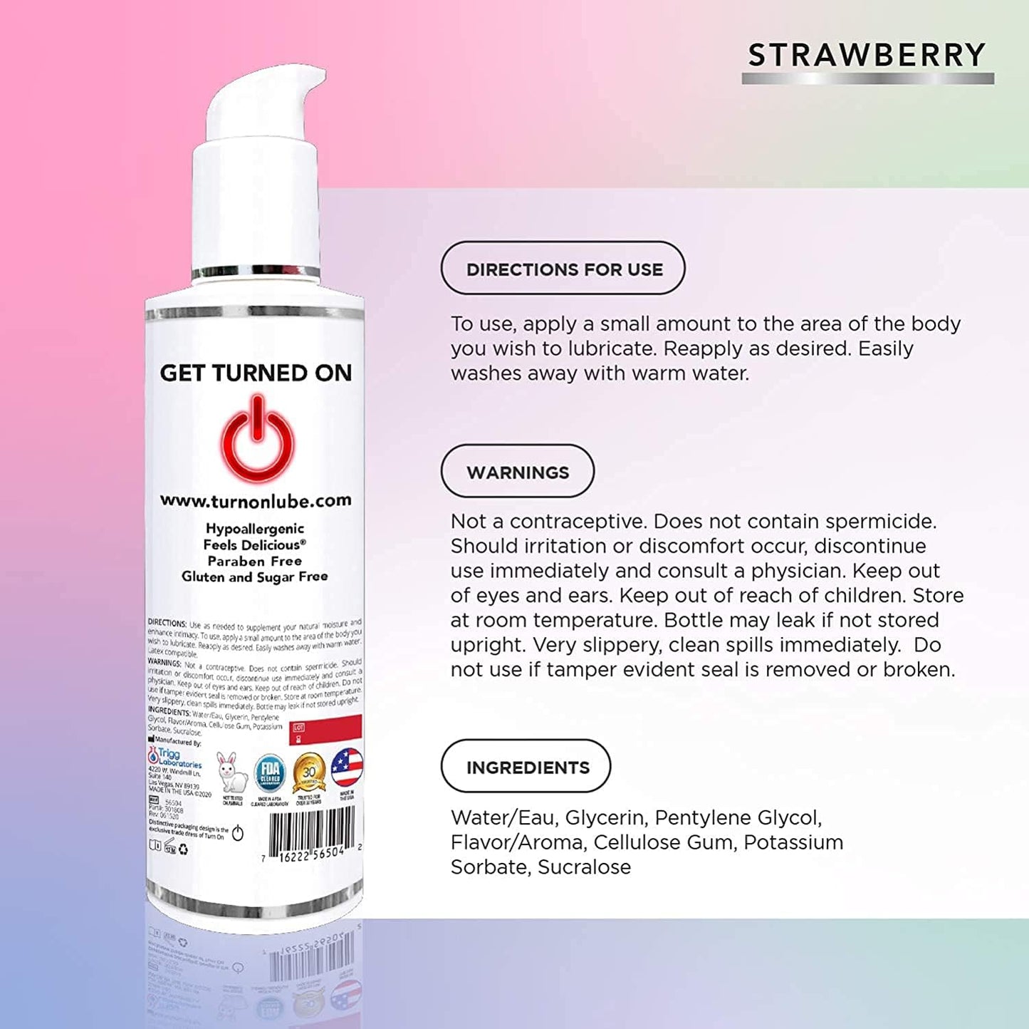 Lubricante sexual comestible de fresa