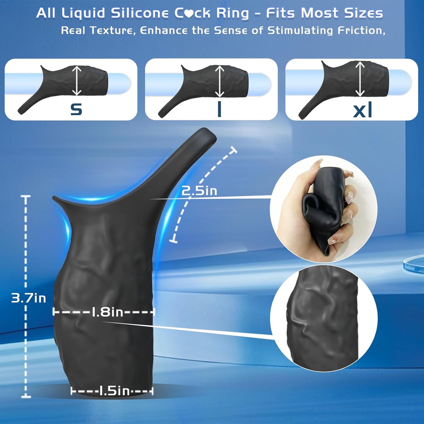 Manga extensora para pene SirenStim 360° con vibración y anillo para testículos
