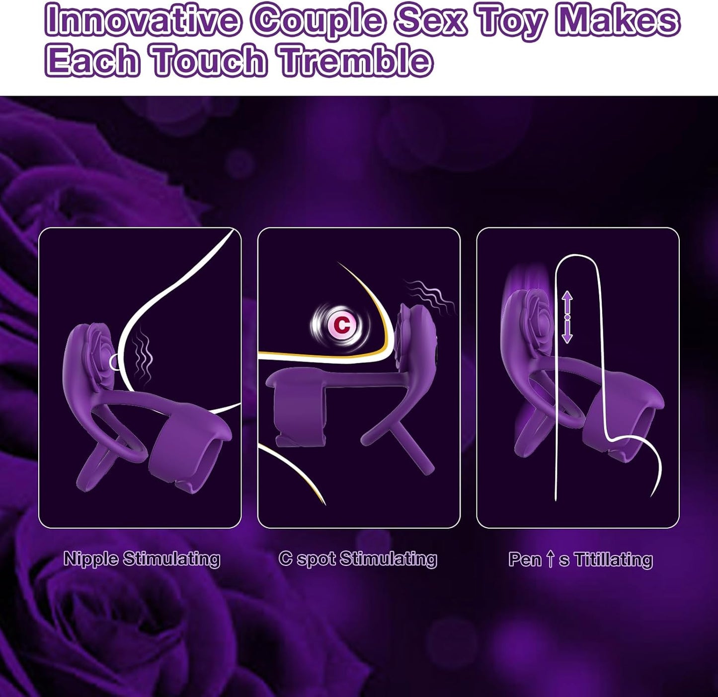 Anillo de pene vibratorio para parejas Pulse Rose Intimacy