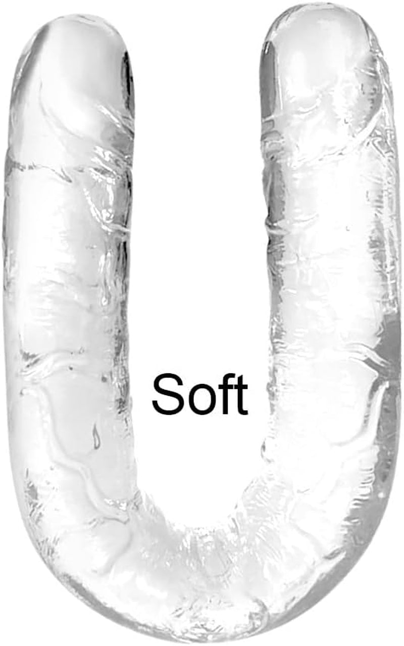 ClearMorph Dildo de doble extremo transparente flexible de 13 pulgadas