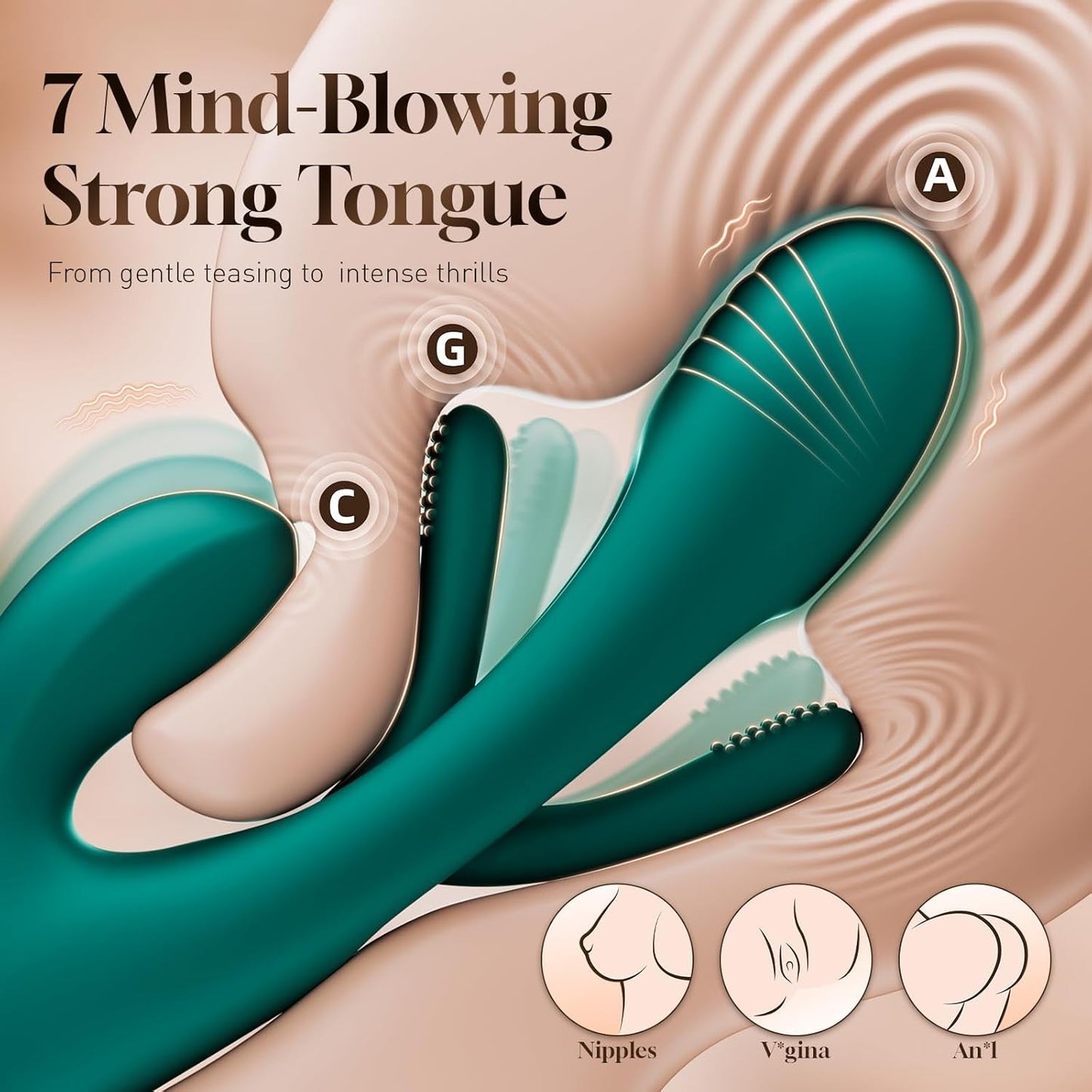 Vibrador de conejo VerdePulse 14 modos aleteo impermeable