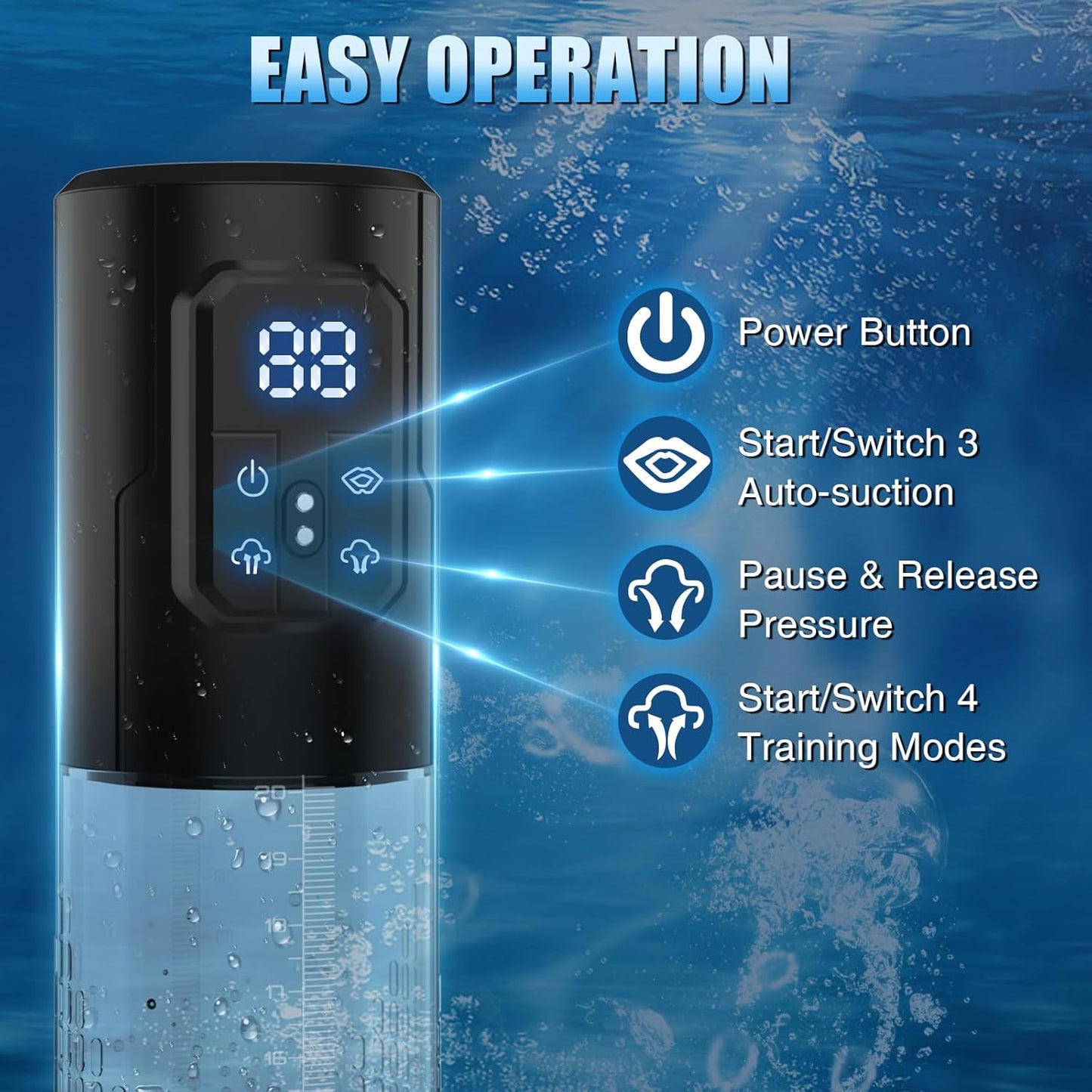 MaxExtender – Pompe pénienne et masturbateur masculin 2-en-1 – 4 modes d'entraînement, aspiration automatique
