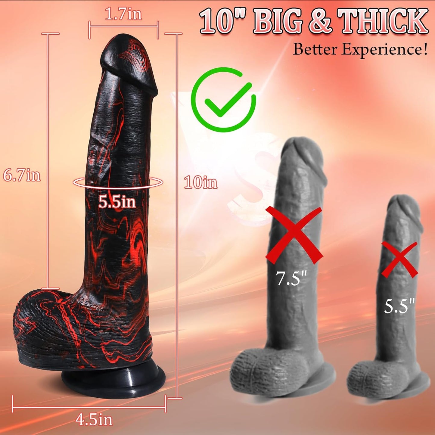 Vibrador Dildo Empujador Grueso de 10" DeepGlide