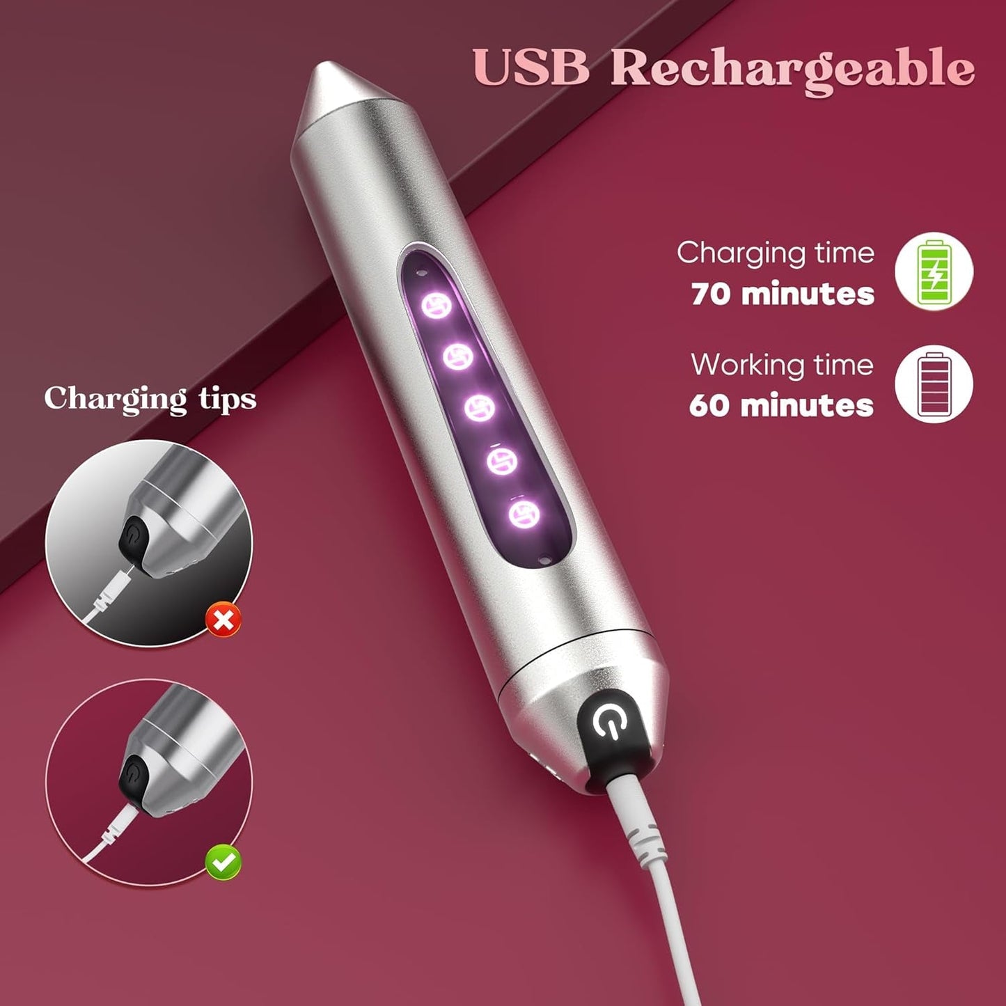 Vibrador Bala LED GlowSync 10 Modos Recargable Resistente al Agua