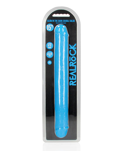 RealRock 15" Doble Dong que brilla en la oscuridad - Azul neón
