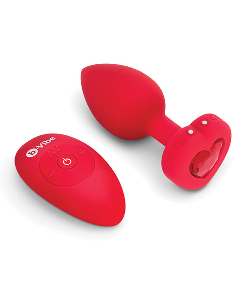 b-Vibe Vibrating Heart Plug M/L - Rojo