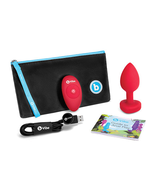 b-Vibe Vibrating Heart Plug M/L - Rojo