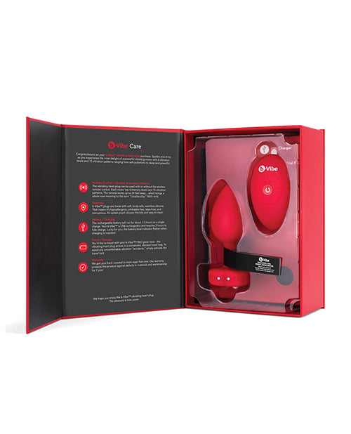 b-Vibe Vibrating Heart Plug M/L - Rojo