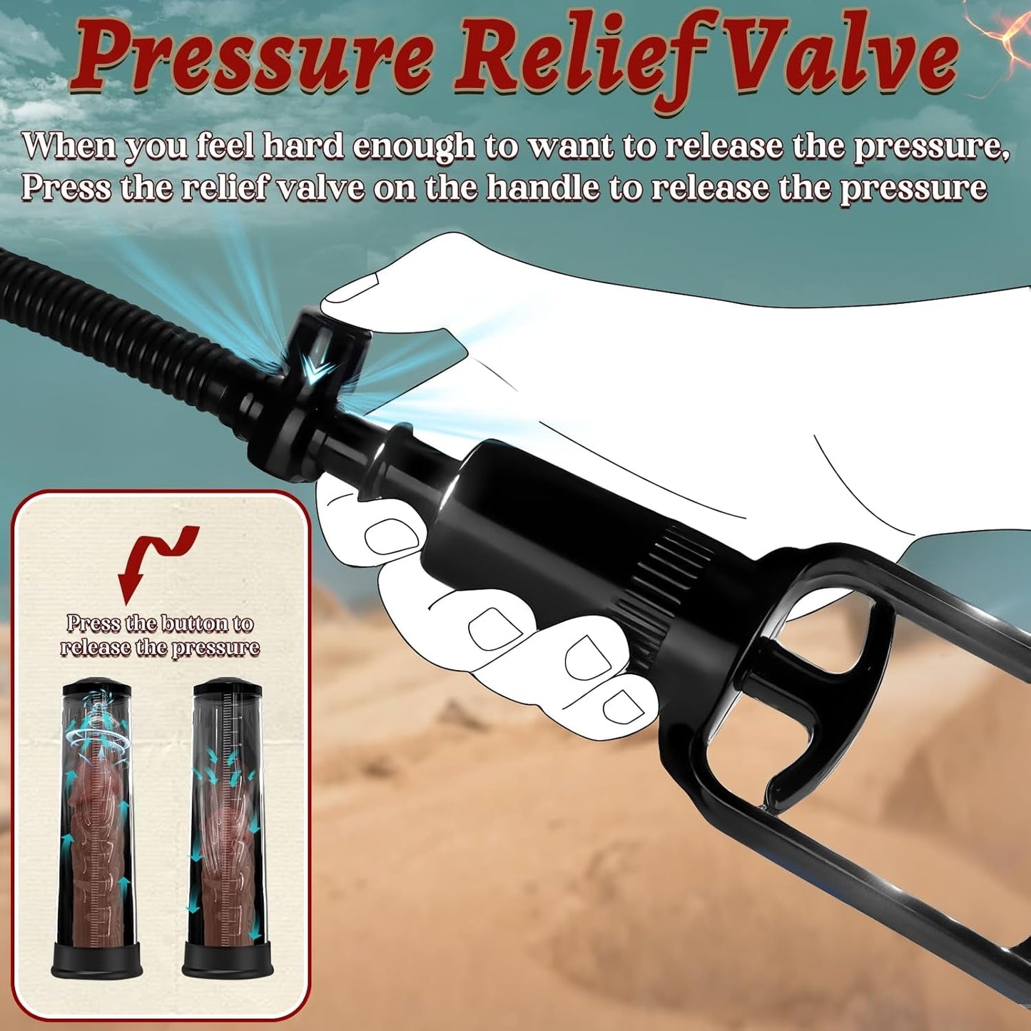 Bomba para pene MaxReach Manual Tubo de 9,5" Funda realista