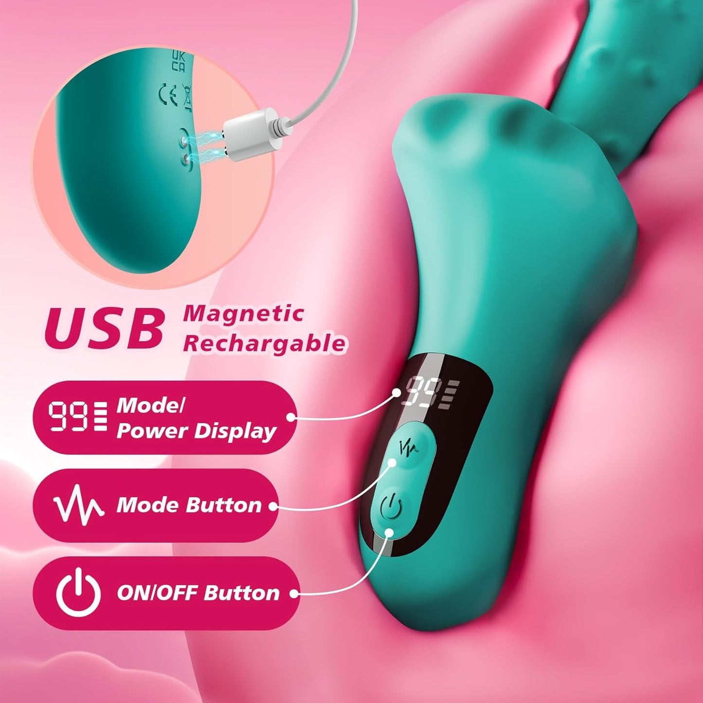 Vibrador de empuje RosePulse con 9×9 modos