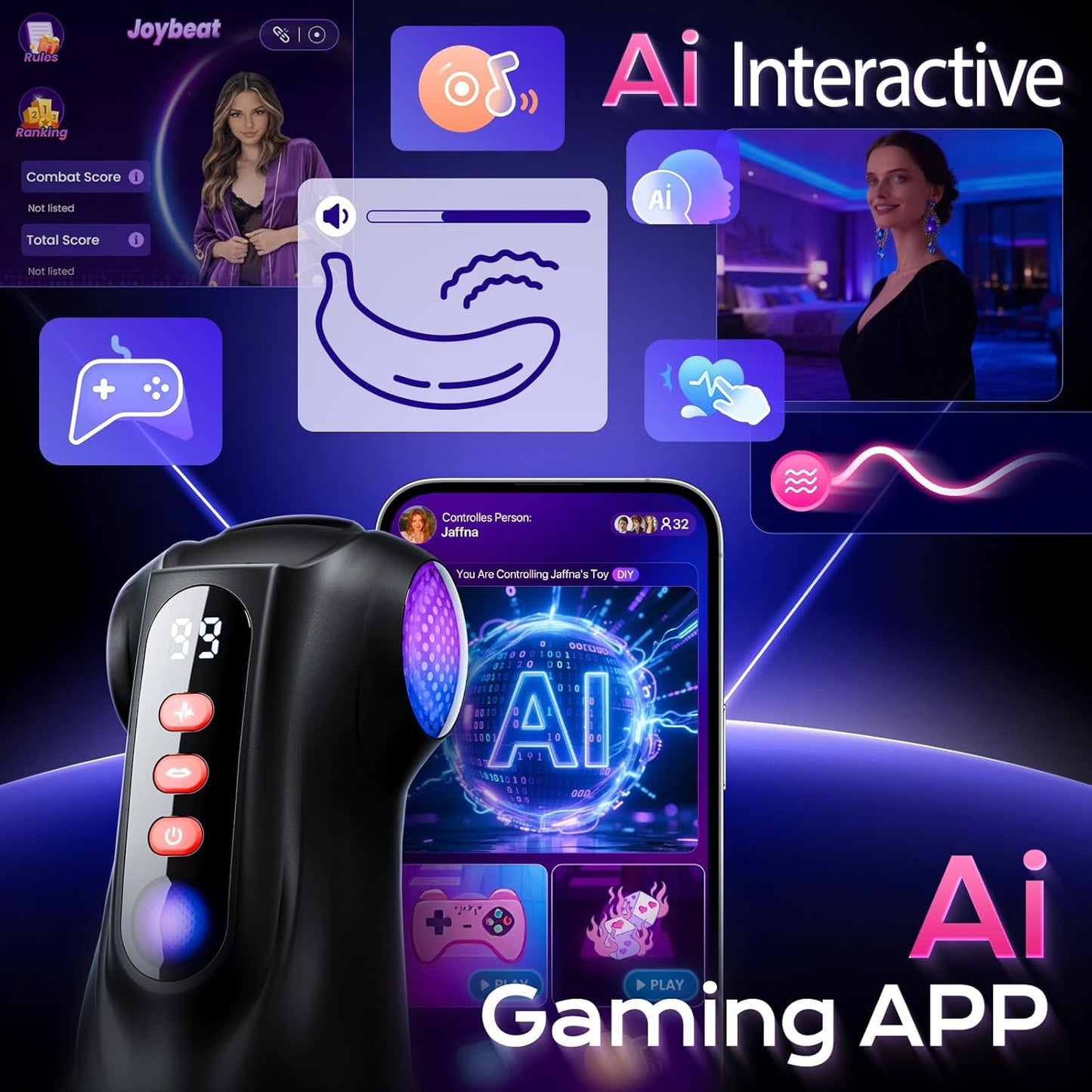 Vibrador Stroker de 3 Fundas SynapseX AI Pocket Pussy