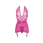 Vestido de liga de malla transparente y tanga abierta Allure Savannah rosa fuerte L/XL