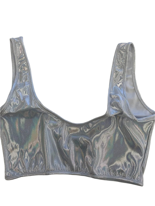 Iridescent Silver Crop Top