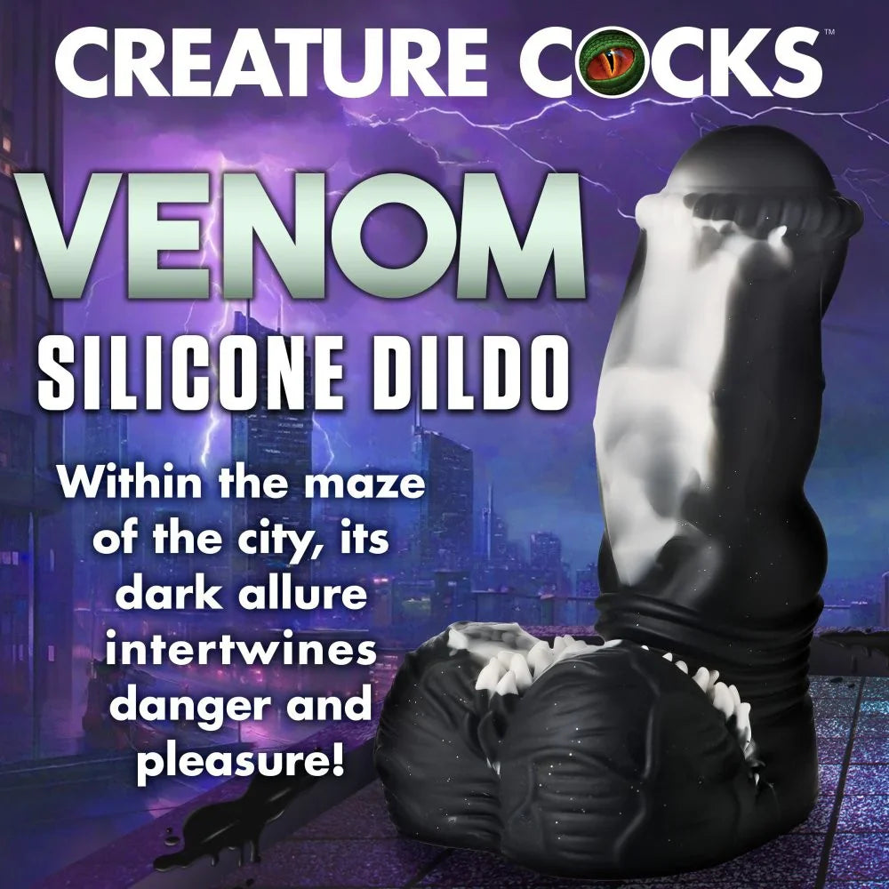 Dildo de silicona de veneno de Creature Cocks - Negro