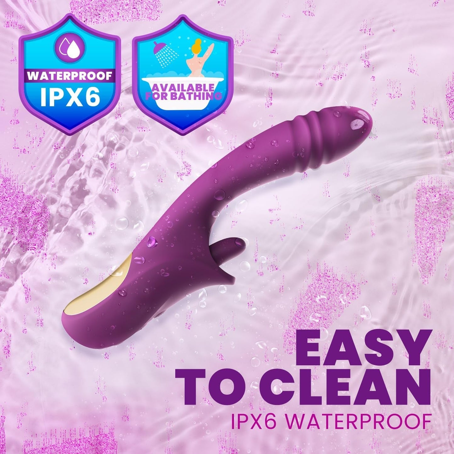 Vibromasseur Lapin Chauffant ThermoraSync 5-en-1 avec Poussée et Léchage Point G
