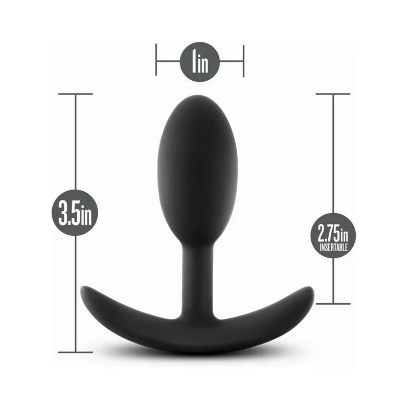 Aventuras Anales Tapón Vibrador Delgado de Silicona Platino Pequeño - Negro