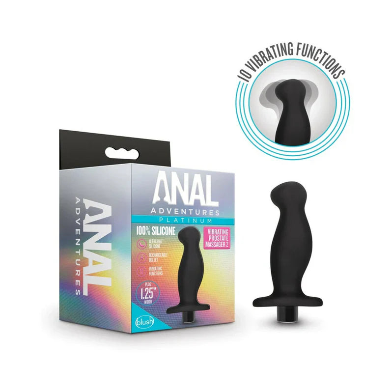 Masajeador de próstata vibratorio de silicona platino Anal Adventures 2