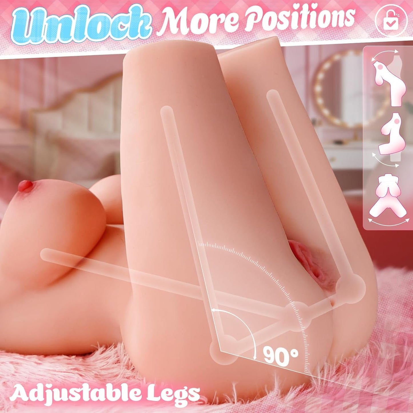 Torso de muñeca sexual realista FormFlex | Diseño de esqueleto ajustable