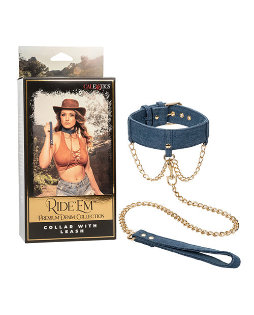 Collar y correa de la colección premium de denim Ride 'em