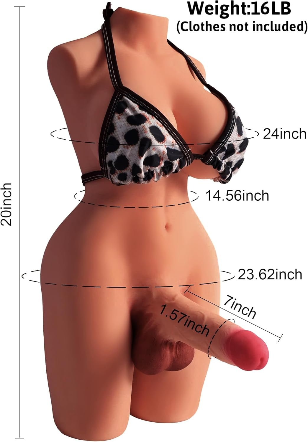 FlexoraX 3 en 1: torso de muñeca sexual trans con dildo flexible