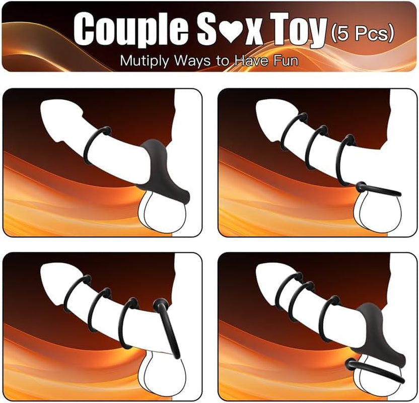 Juego de 5 anillos para el pene de silicona FlexFive