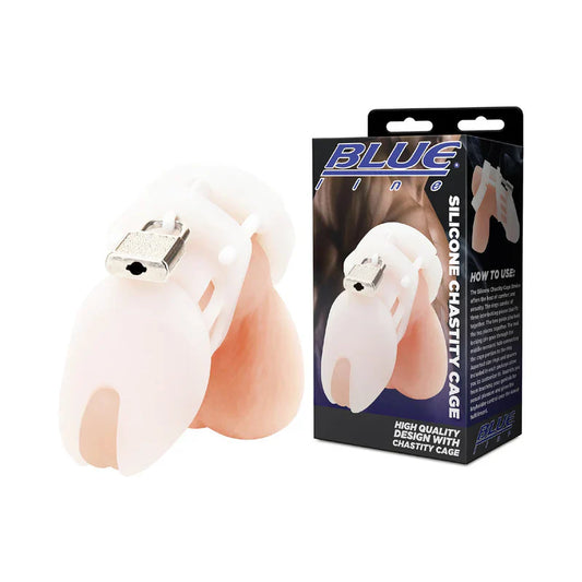 Caja de castidad de silicona Blue Line blanca