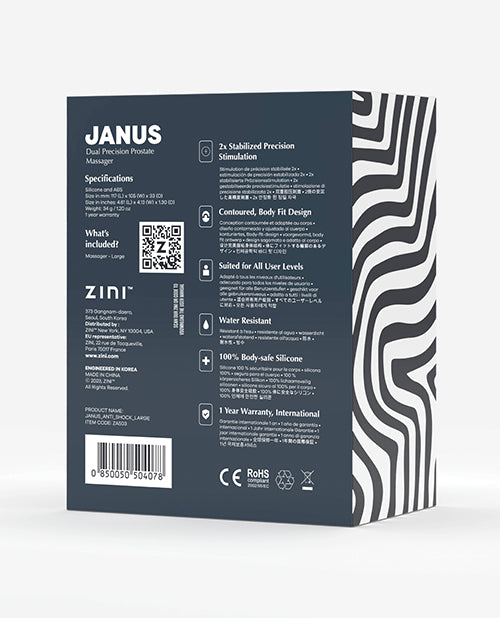 Masajeador de próstata antishock Zini Janus - Grande negro