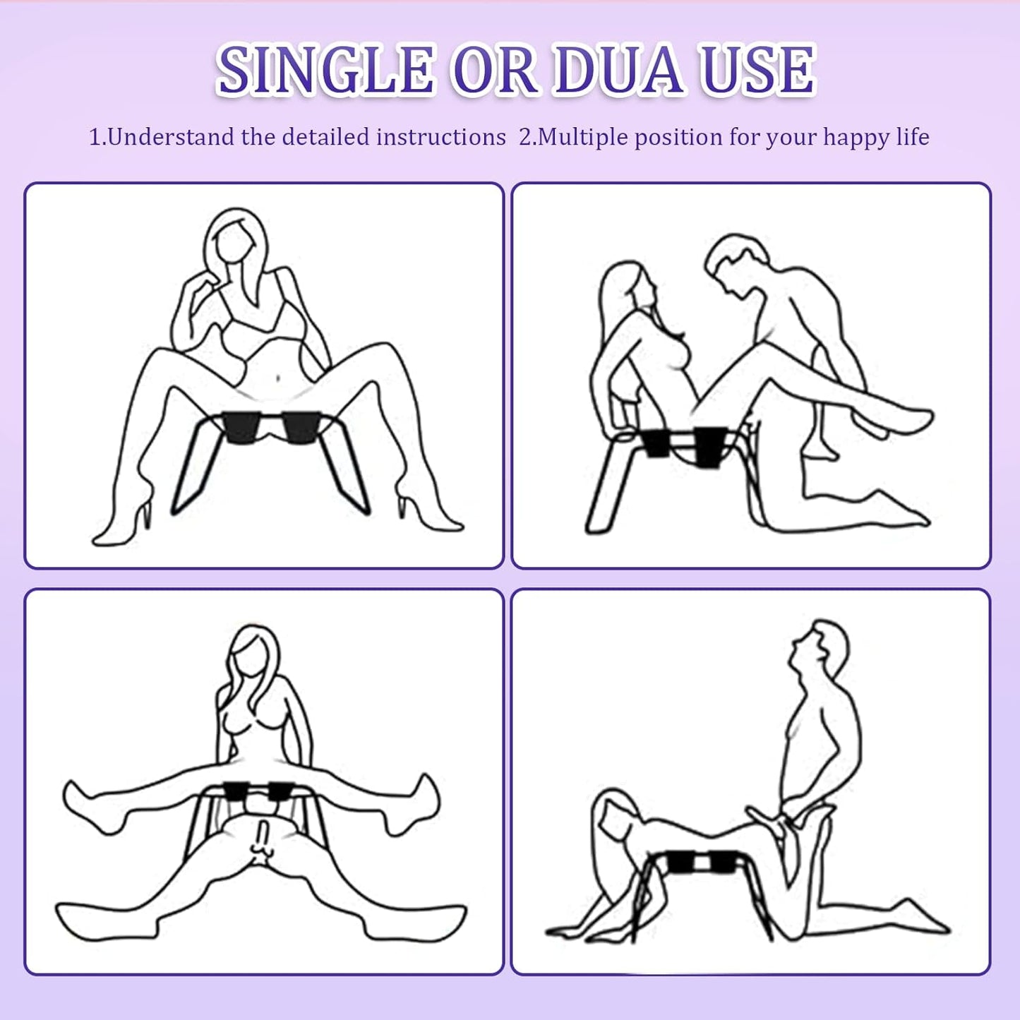 Silla sexual plegable de alta resistencia VioletForce XL 800LB