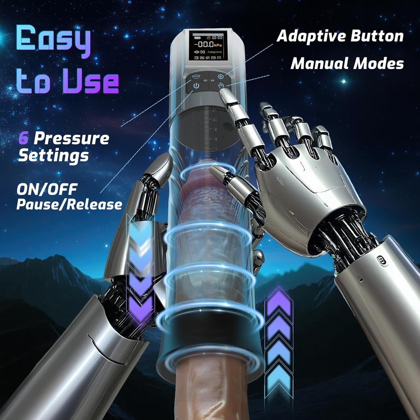 AdaptiX Bomba para pene 6 modos LCD adaptable