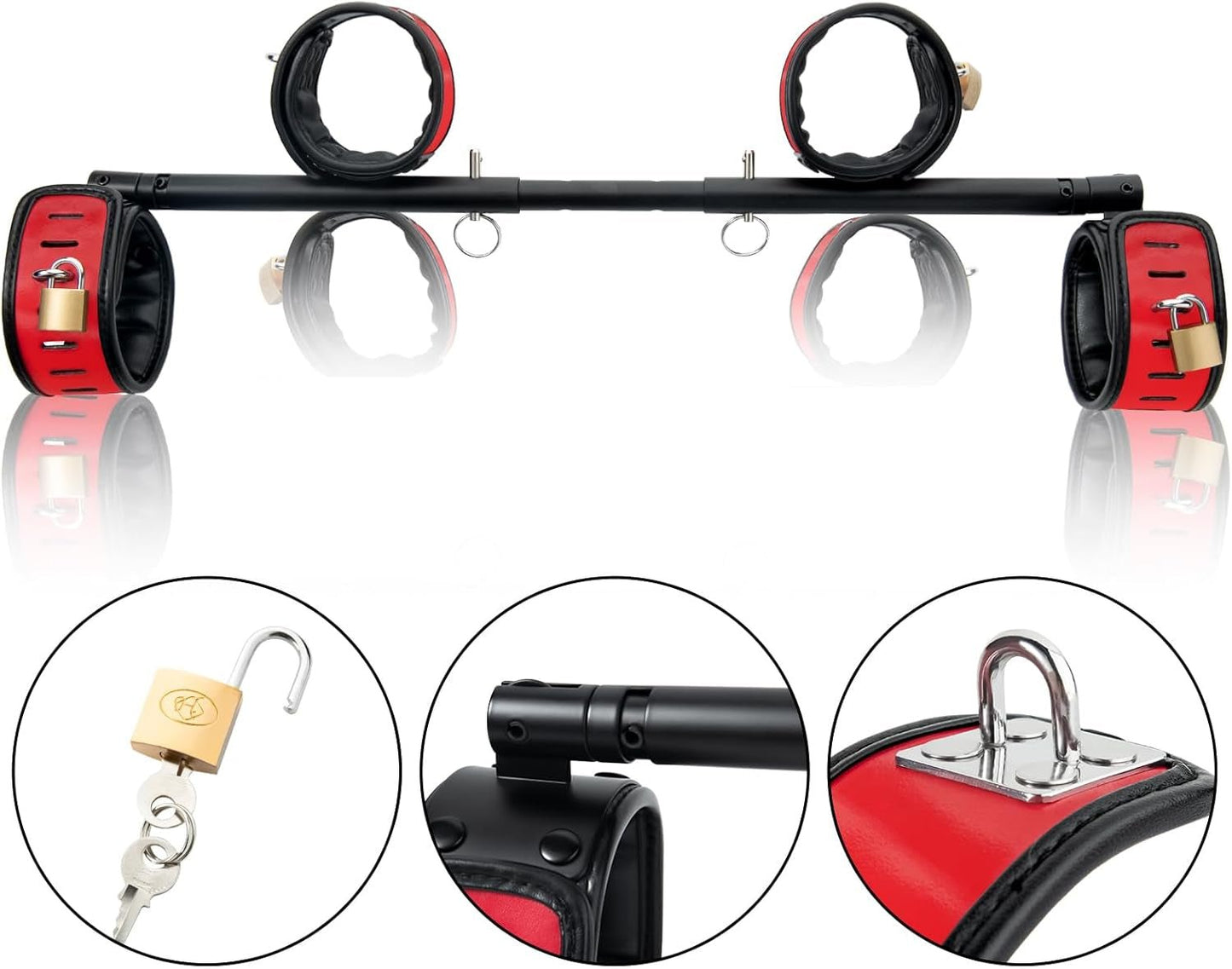 Barra separadora giratoria con cerradura PivotLock roja