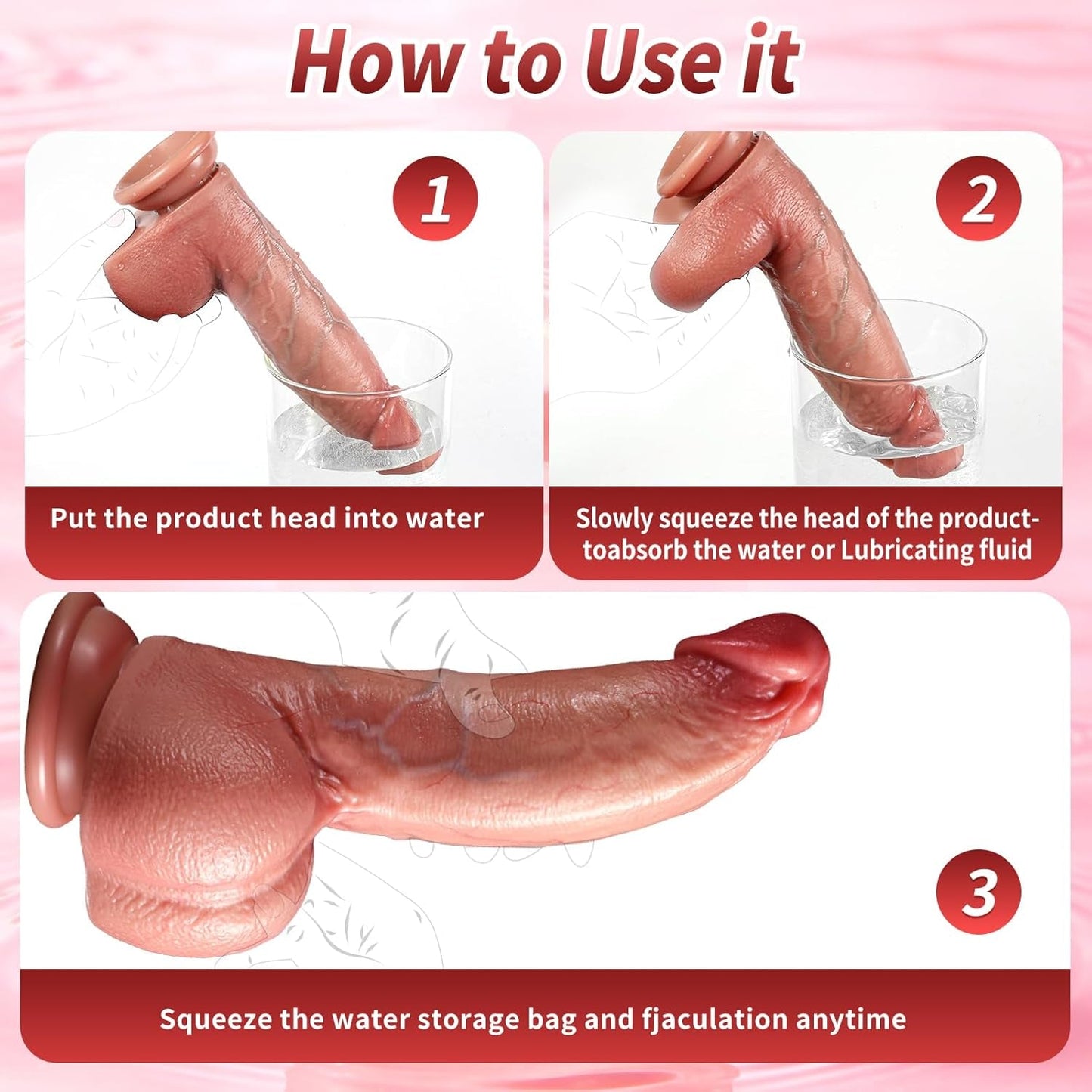 Dildo de silicona eyaculador CoreJet de 8" con ventosa para punto G