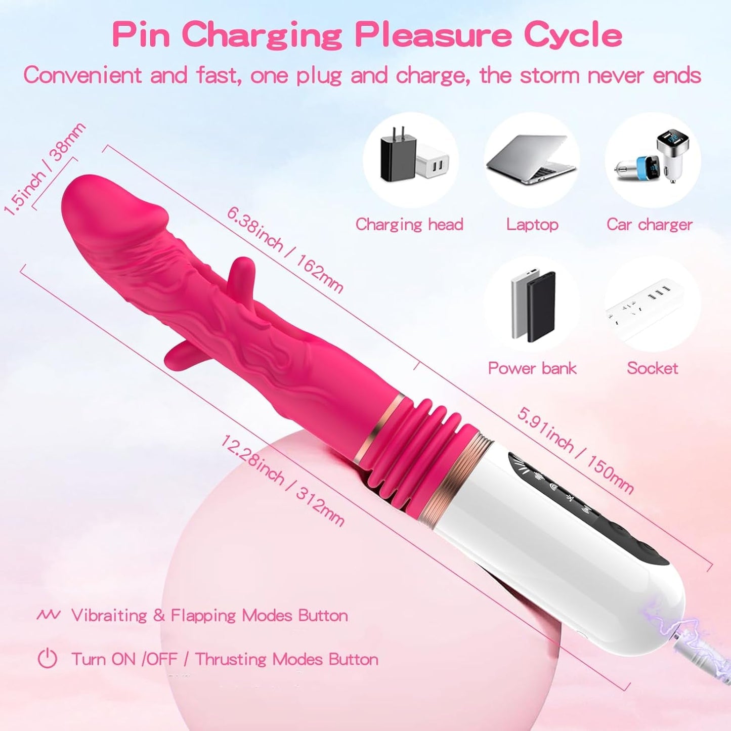 Máquina vibradora dildo con movimiento de empuje ThrustWave