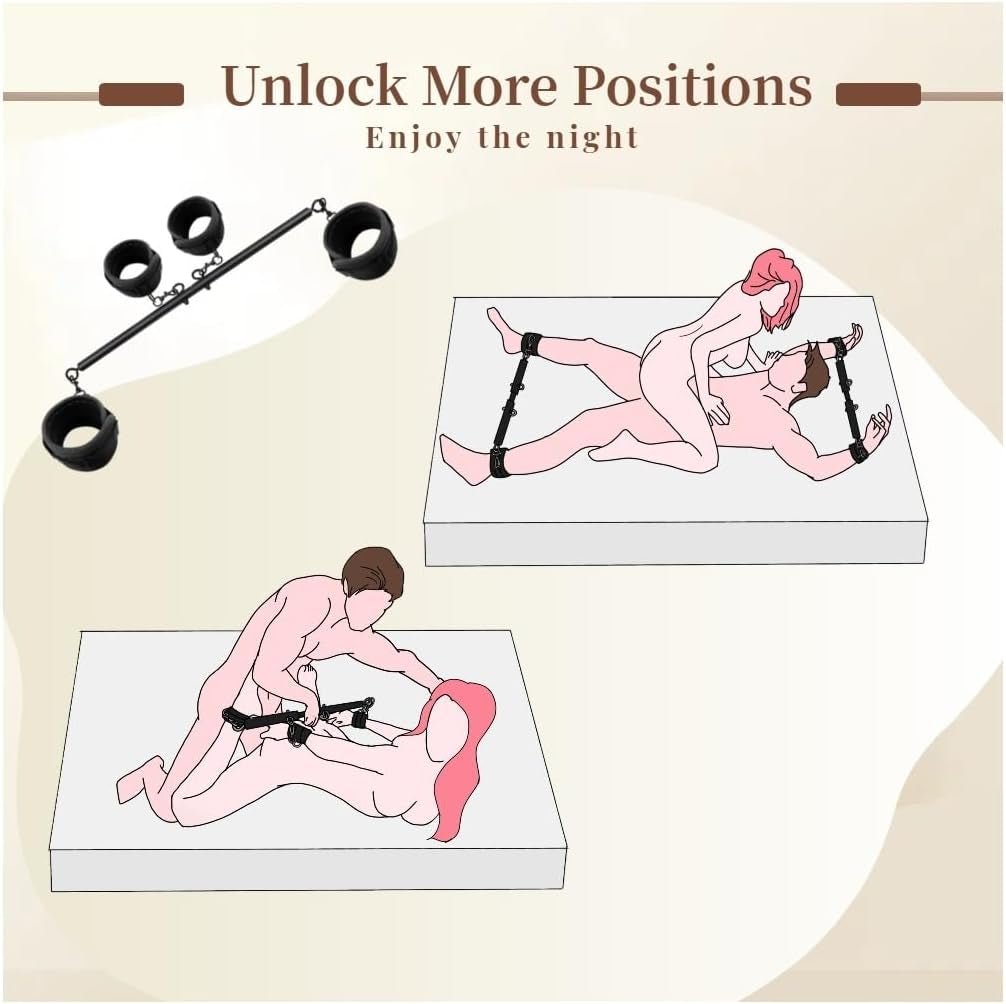 Set BDSM de barra separadora ajustable FlexBound con esposas