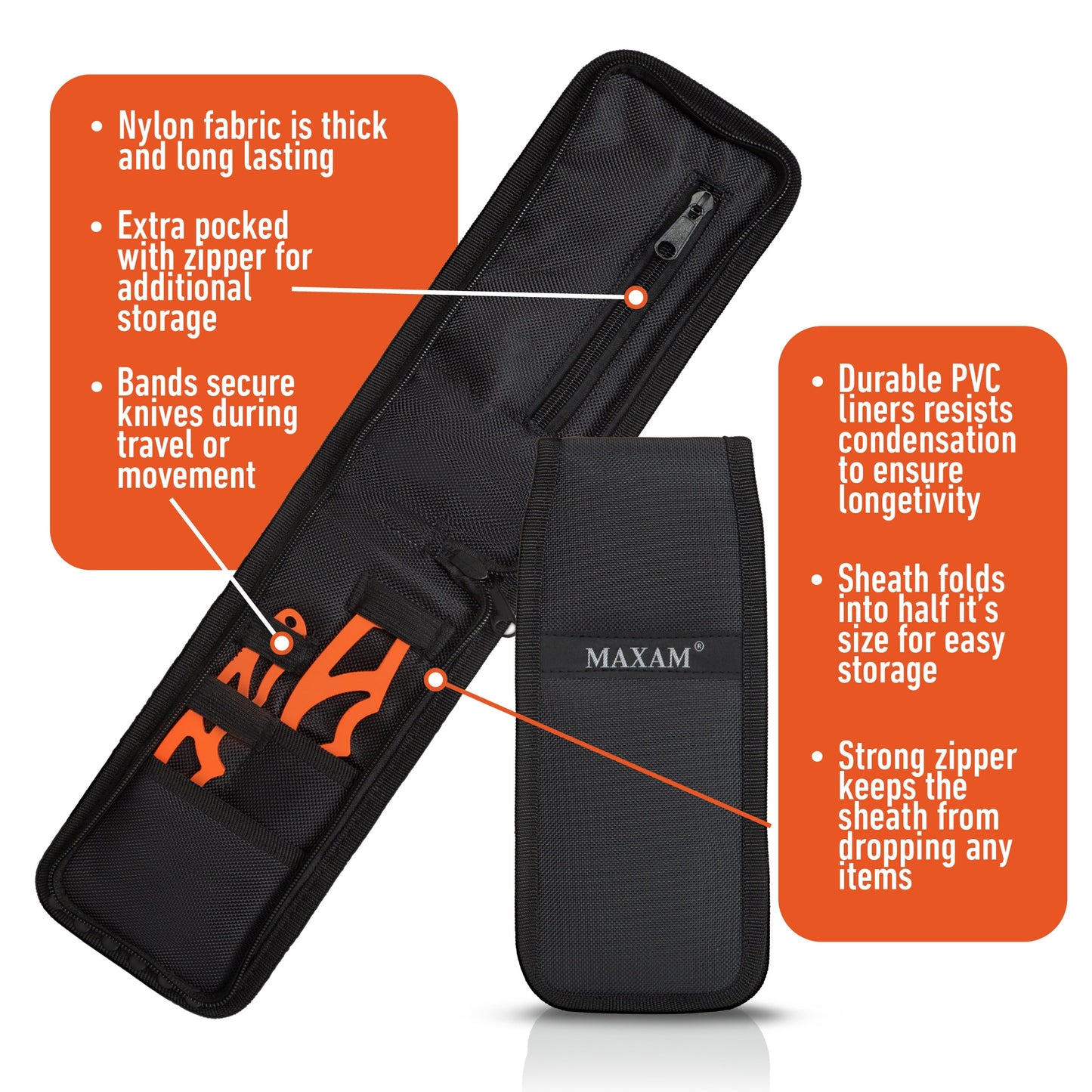 Juego de gancho y cuchillo cortacabos Maxam de 3 piezas - Con funda - Cuchillo de aparejo