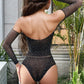 Seamless Off the Shoulder Rhinestone Lingerie Teddy