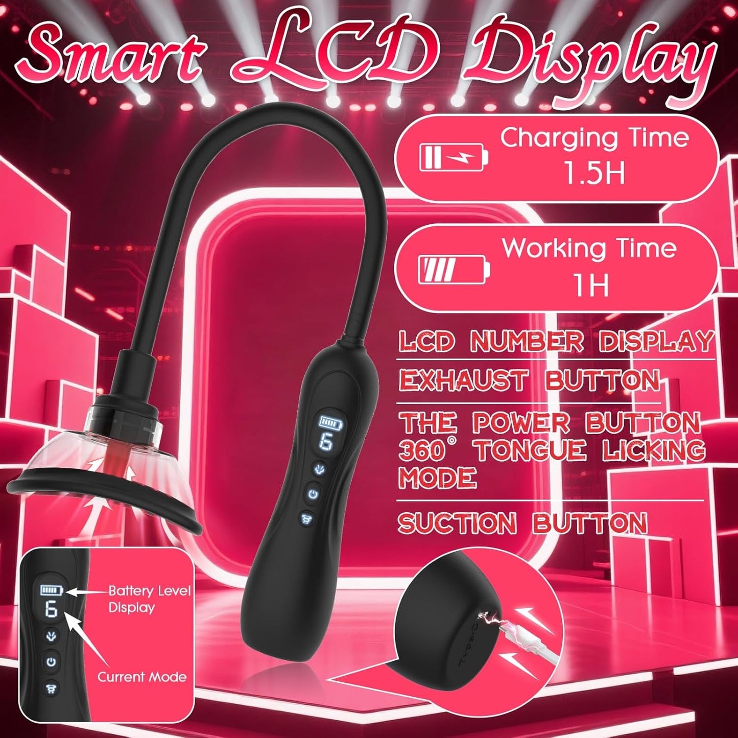BlissPump Electric Pussy Pump with BDSM Nipple Clamps