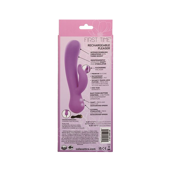 Primer Vibrador de Conejo Recargable Pleaser - Morado