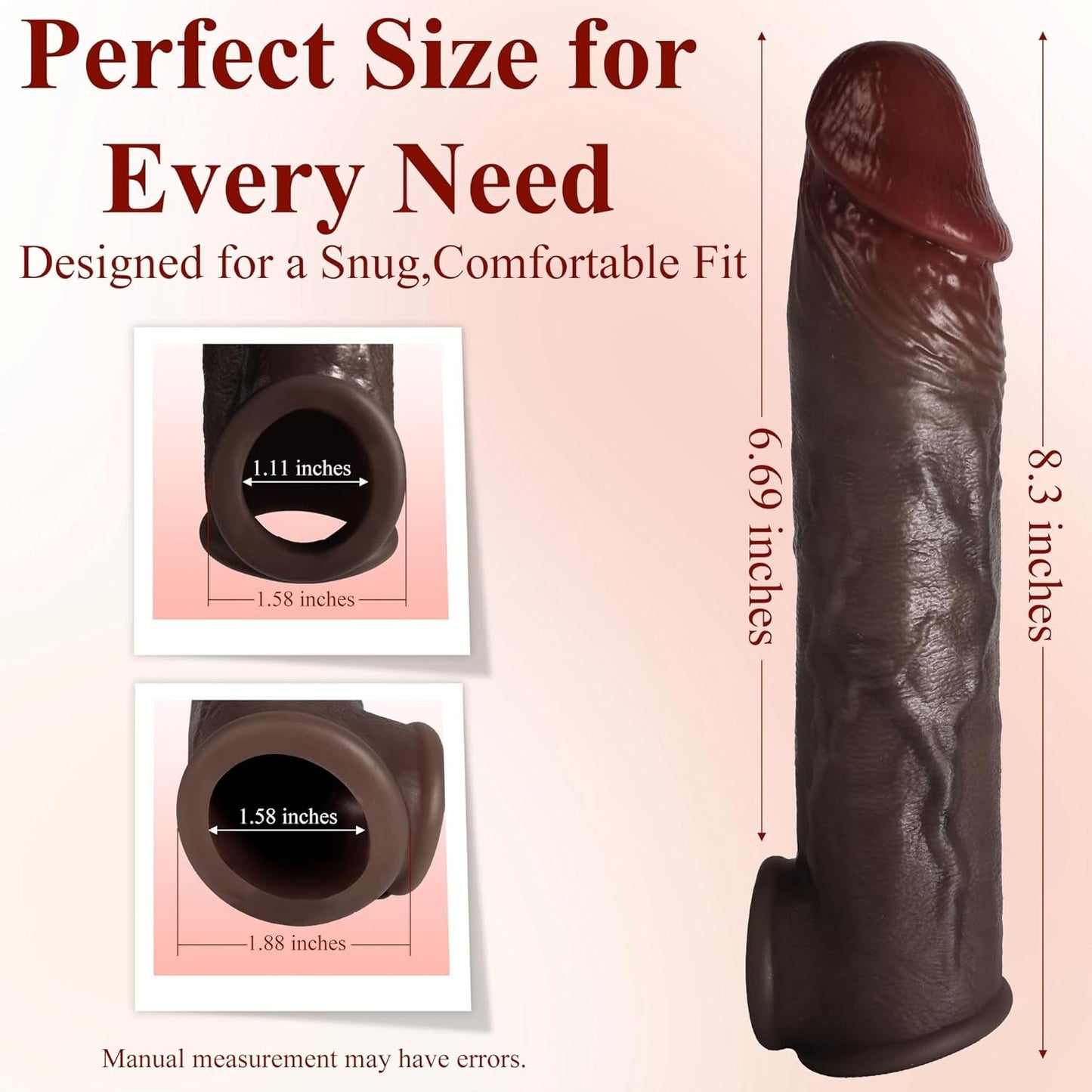 RealSkin Realistic Penis Sleeve 8.3” Silicone Extender Ring