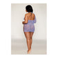 Plus Size Lavender One Shoulder Seamless Lace Chemise