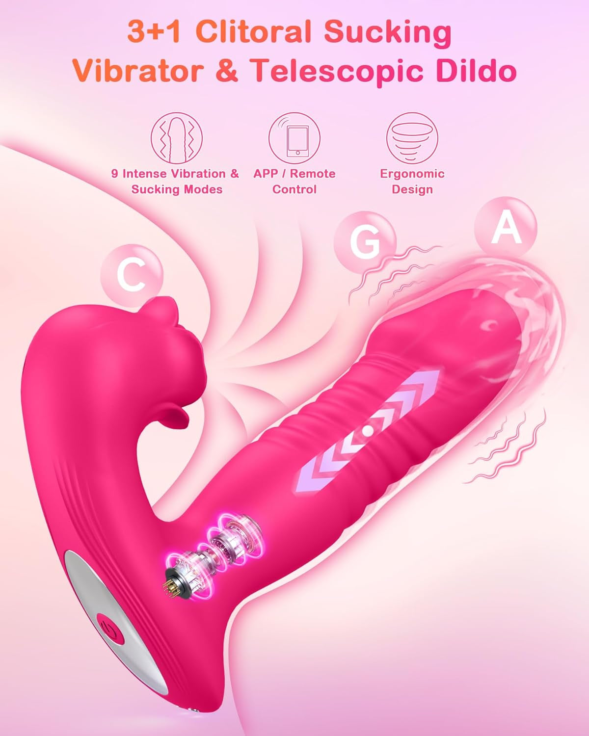 RoseThrustV Chupador de Clítoris Impulsor Portátil 3 en 1