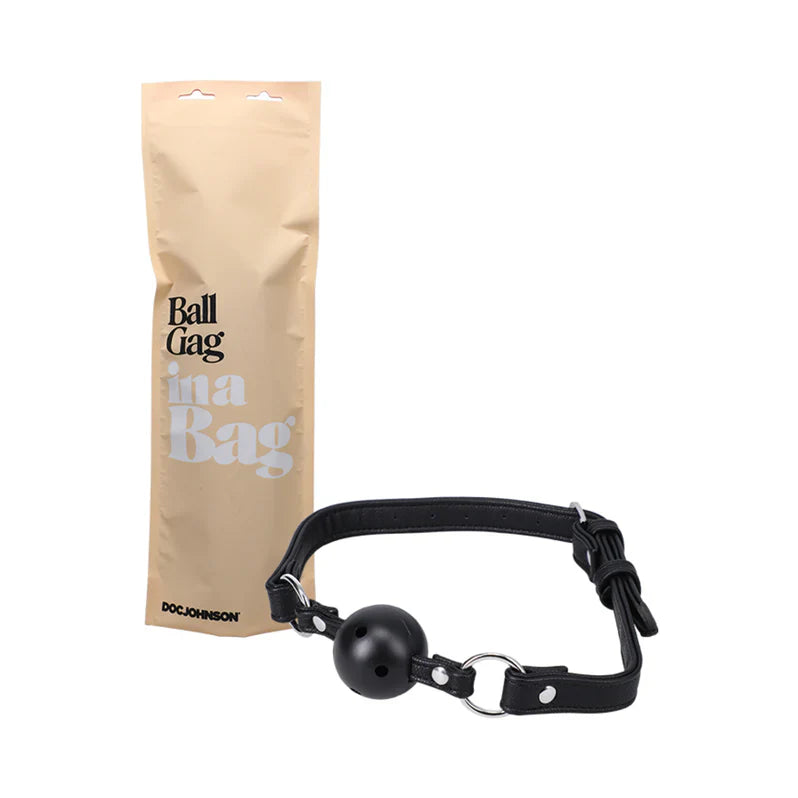 Bâillon de bouche en similicuir Doc Johnson dans un sac
