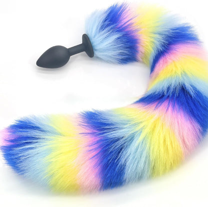 CandyFox Black Silicone Fox Tail Plug Colorful 15.7"