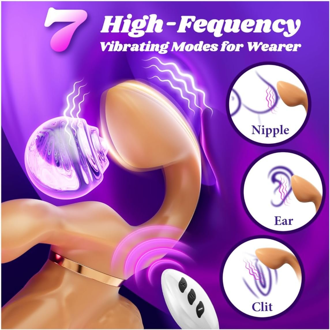 Vibrador de empuje sin tirantes DualGlide Rabbit
